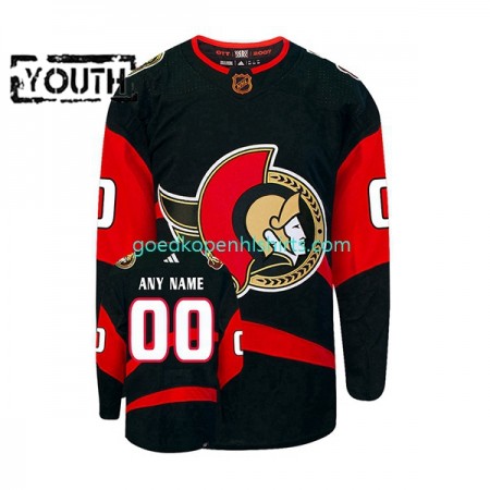 Ottawa Senators Custom Adidas 2022-2023 Reverse Retro Zwart Authentic Shirt - Kinderen
